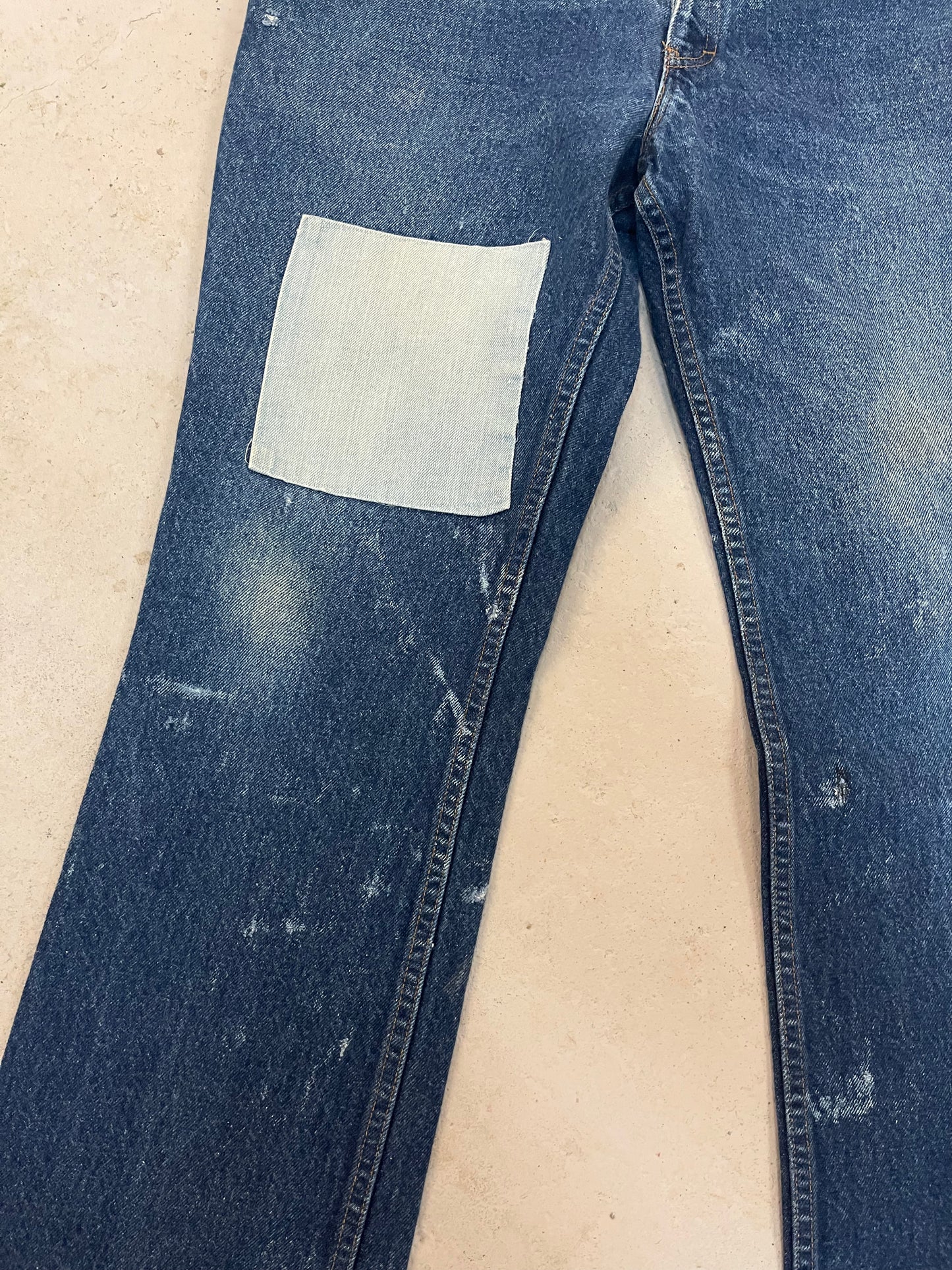 90’s Vintage Patched Distressed Dark Wash Jeans / 37 Waist