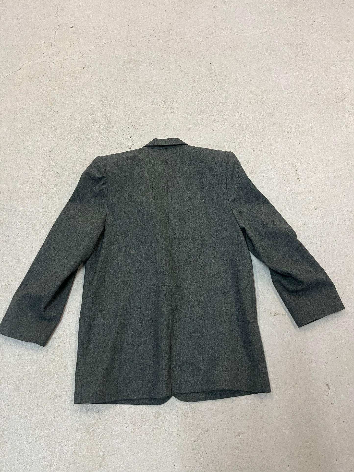 90’s Vintage Simon Chang Grey Structured Wool Blazer / Size L
