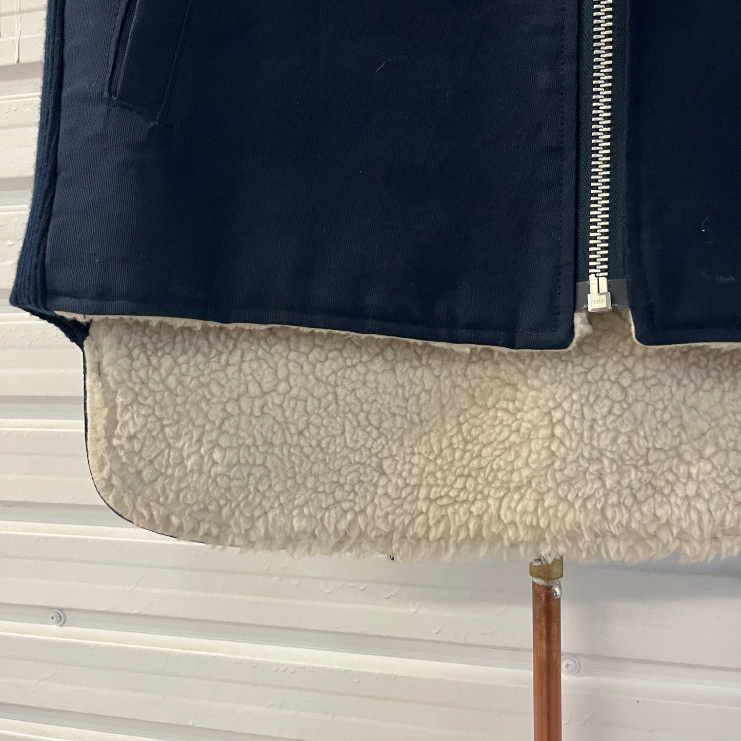 90’s Vintage Navy & White Sherpa High Low Work Vest / Size XL
