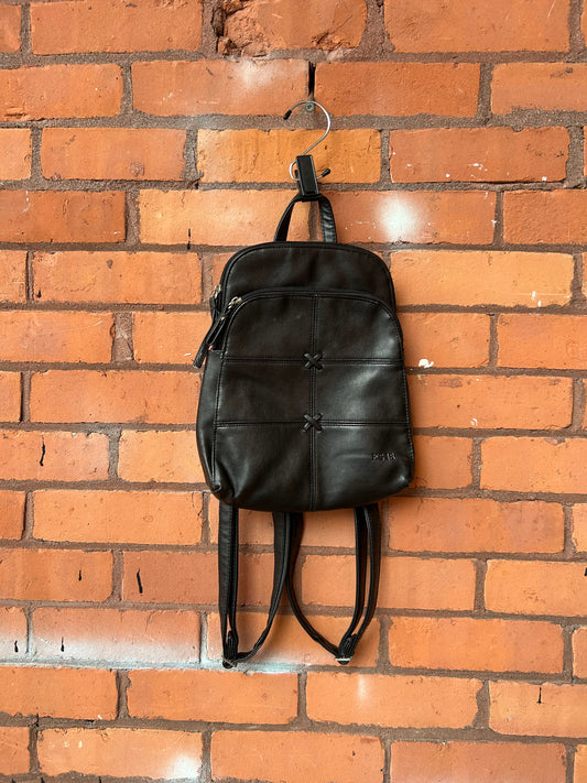 Y2K Vintage Black Faux Leather Mini Back Pack