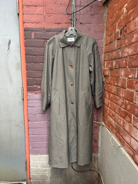 90's Vintage Grey Wool Raglan Over Coat / Size M