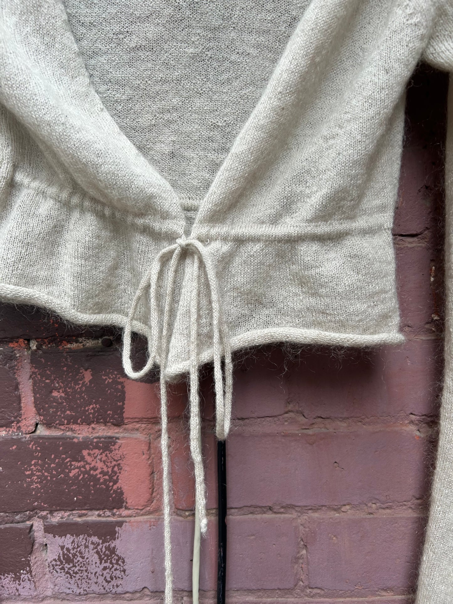 Y2K Vintage Stone Mohair Tie Cardigan / Size XS