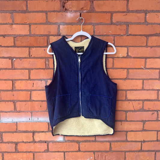 70’s Vintage Navy Blue Sherpa Vest / Size M