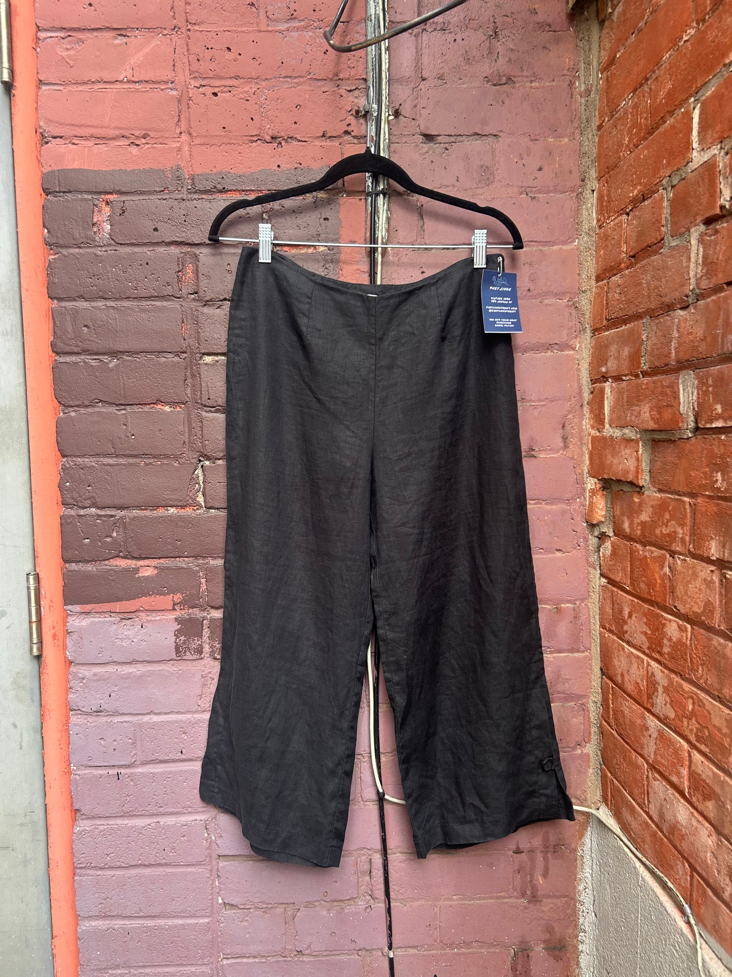 Y2K Vintage Black Linen Capris / 31 Waist