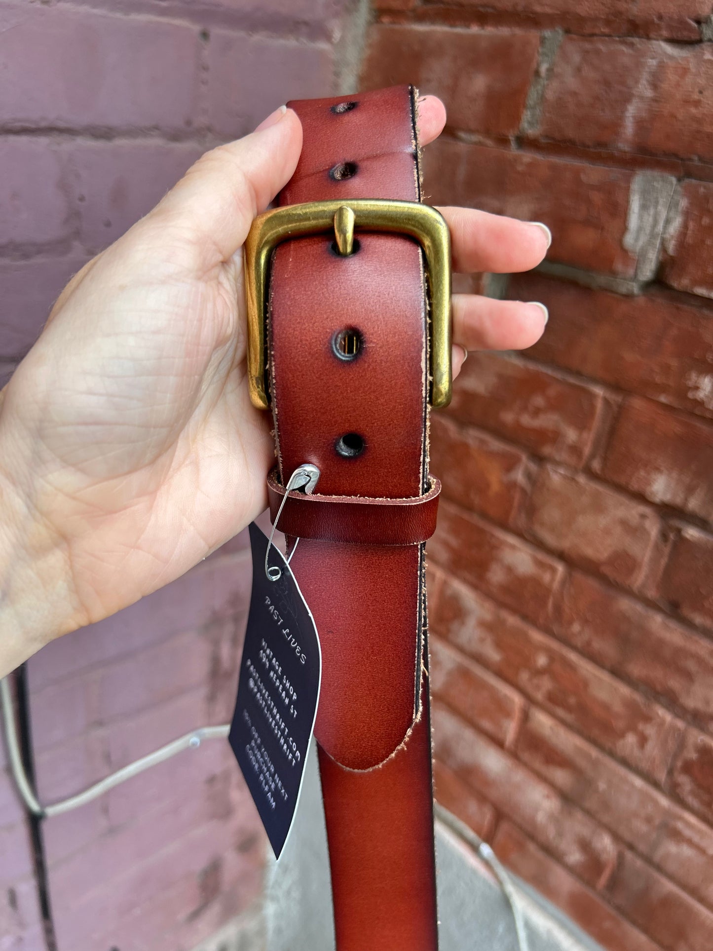 90's Vintage Warm Brown Leather Belt / Size L-XL