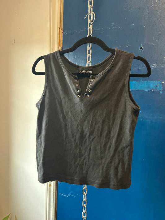 90’s Vintage Faded Black Grommet Tank / Size S