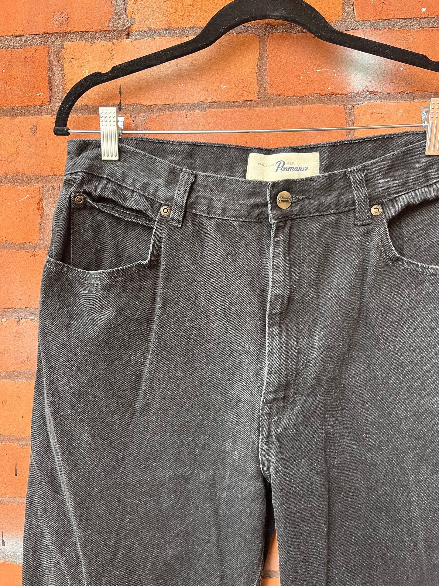 90’s Vintage Faded Black Straight Leg Jeans / 36 waist