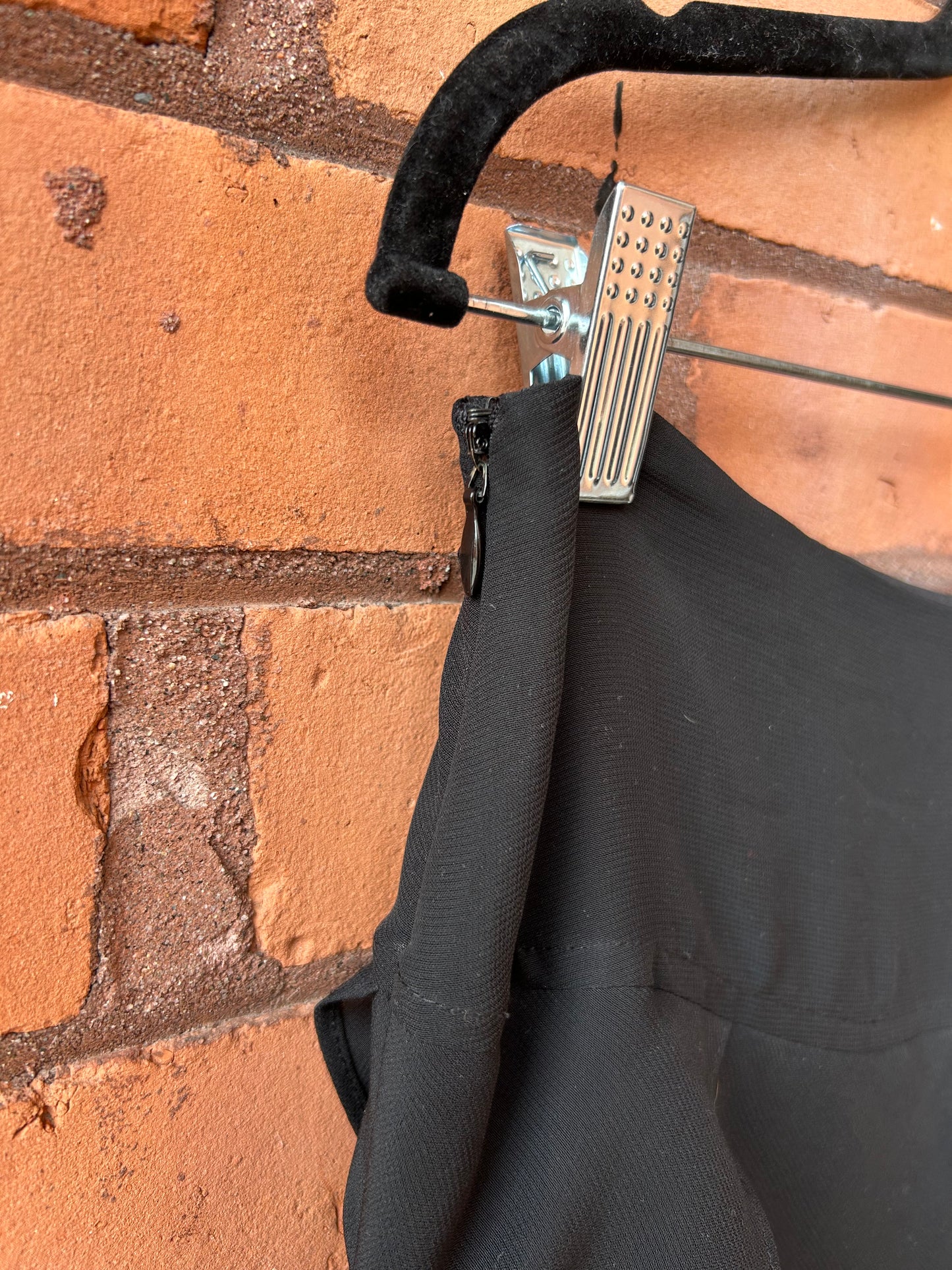 Y2K Black Ruffle Midi Skirt / 30 Waist