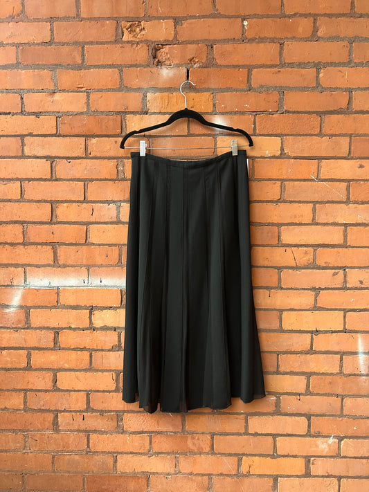 90’s Vintage Black Wool & Nylon Panel Maxi Skirt / 30 Waist