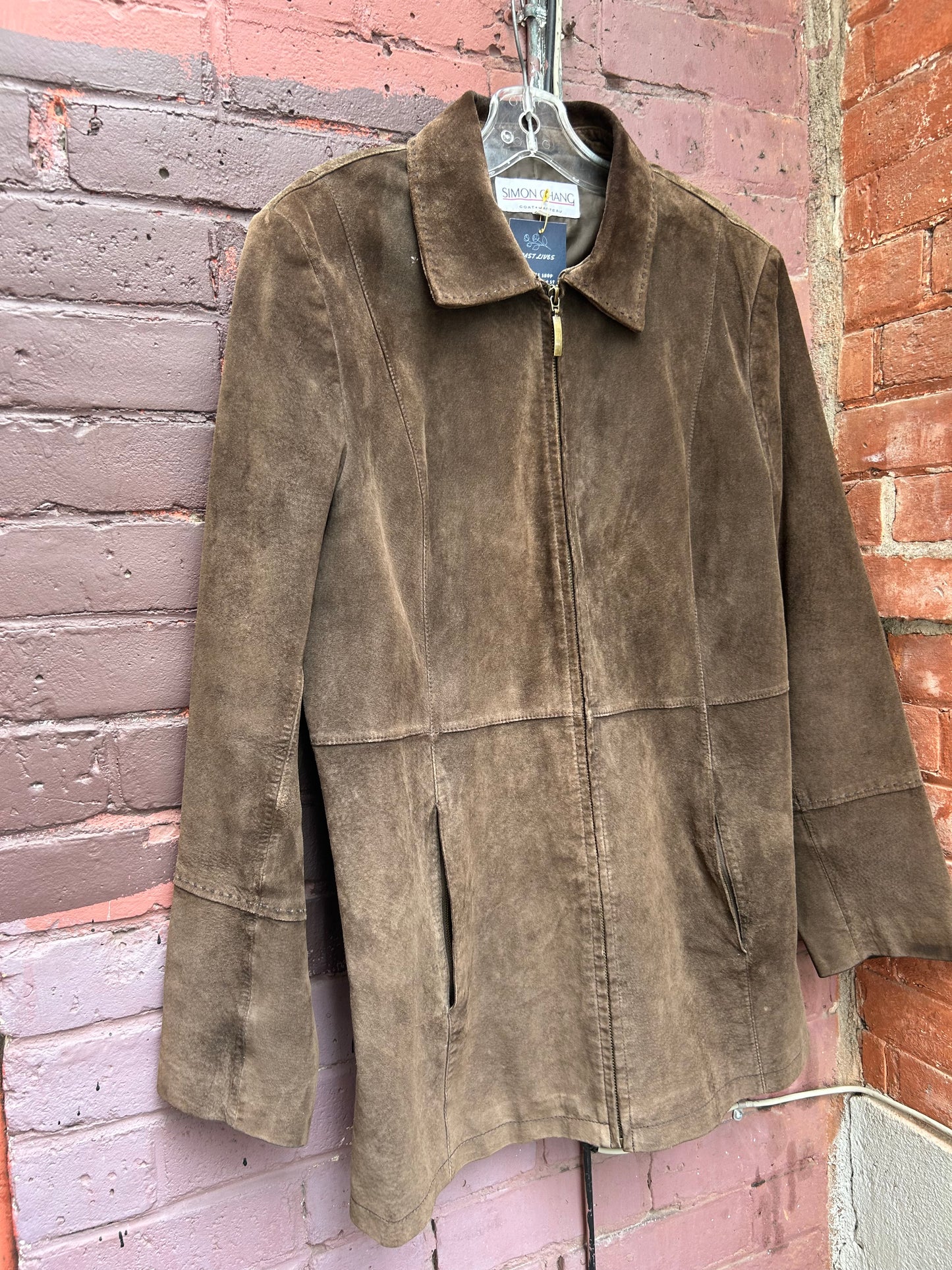 90's Vintage Brown Suede Zip Up Jacket / Size L
