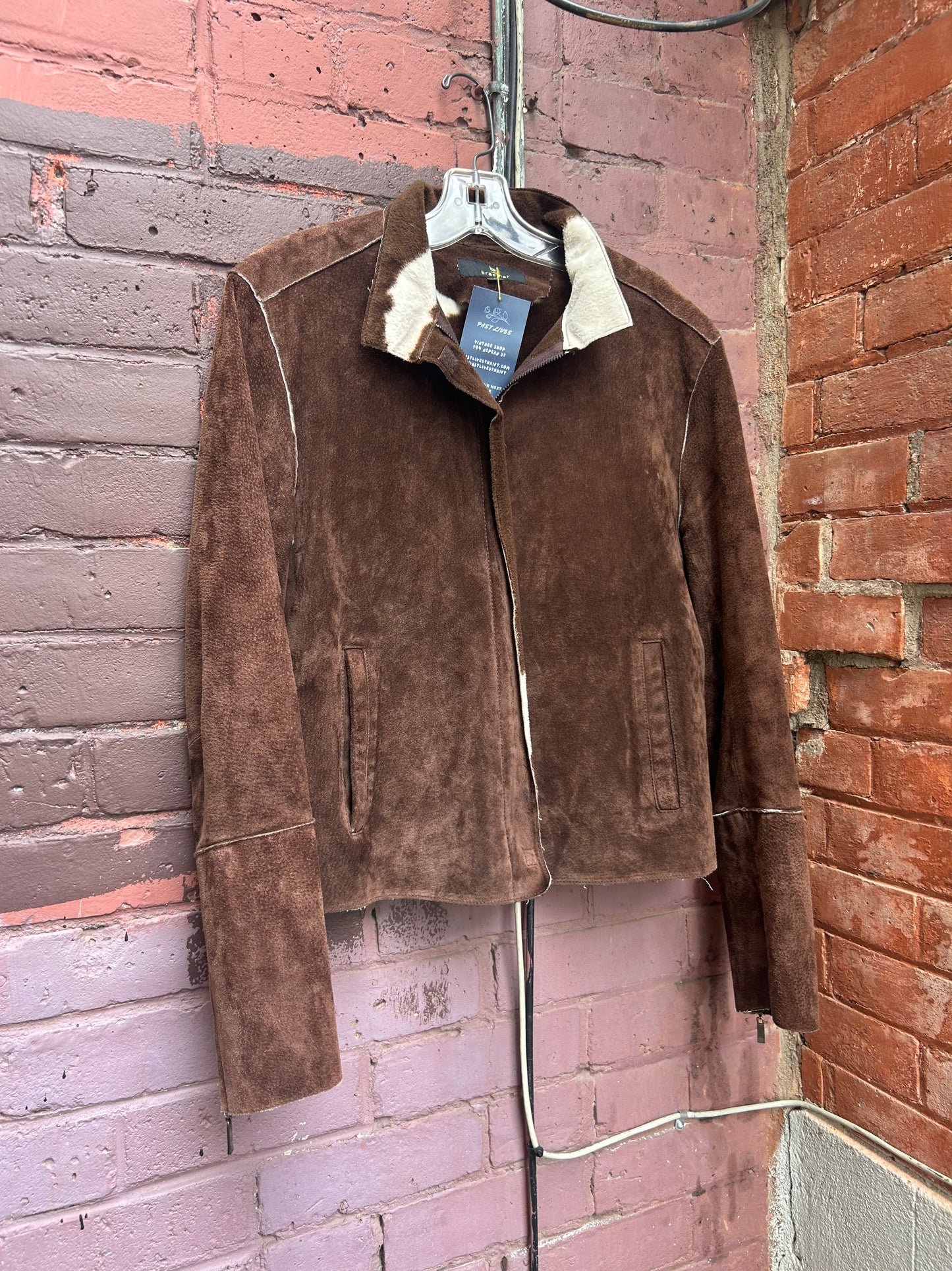 90’s Vintage Brown Suede Cow Print Jacket / Size M