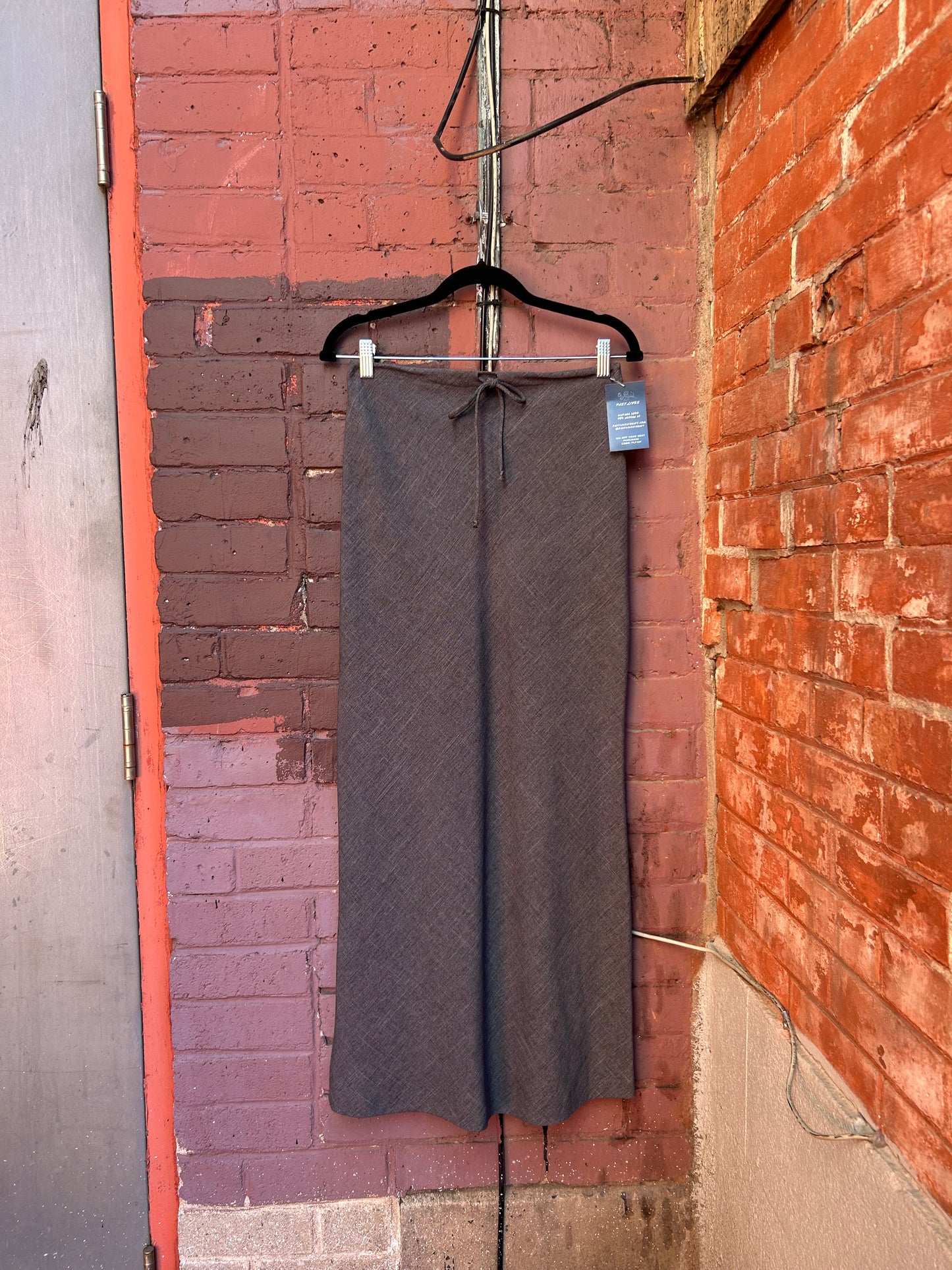 90's Vintage Grey Draw String Maxi Skirt / 28 - 30 Waist