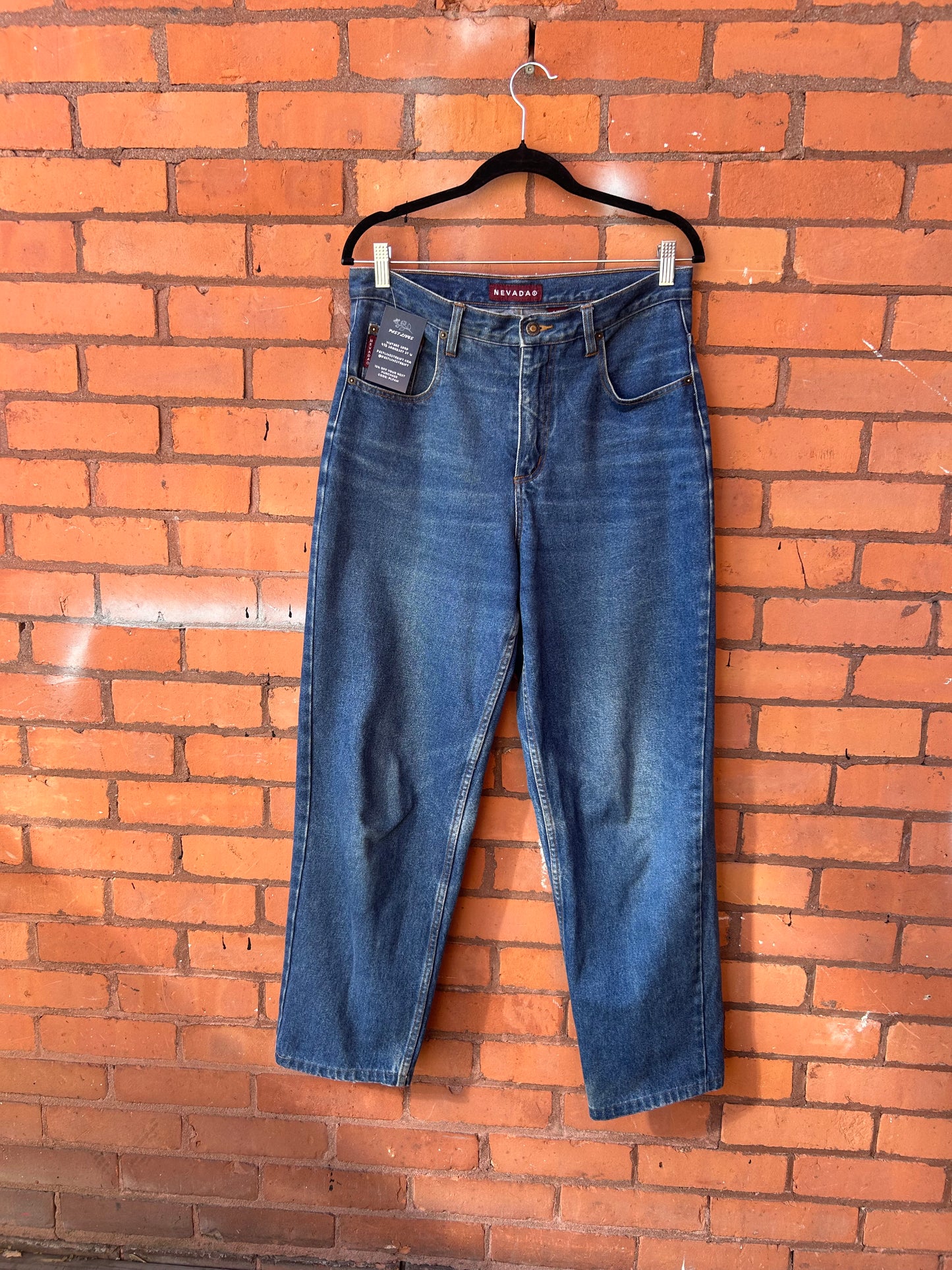 90’s Vintage Blue High Waist Straight Leg Jeans / 32 Waist