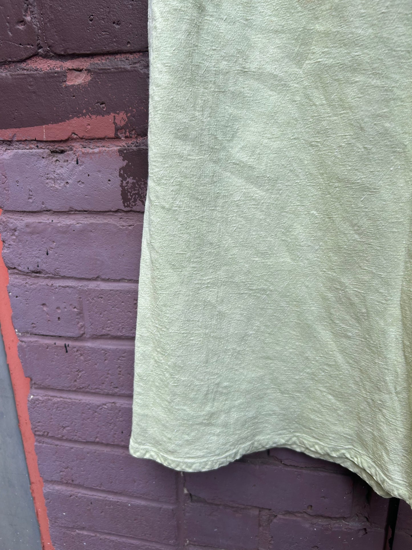 90's Vintage Chartreuse Linen Skirt / 36 - 40 Waist