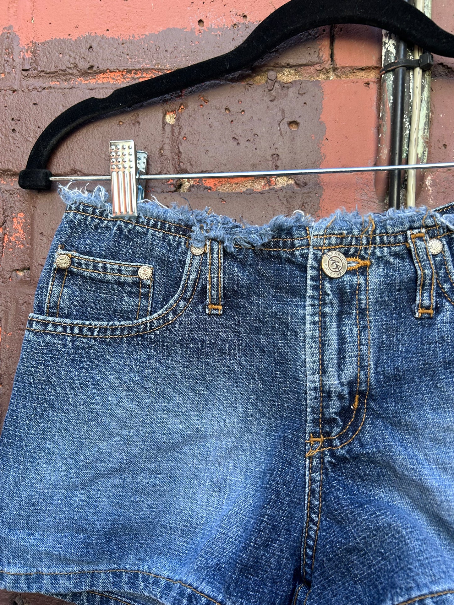 90’s Vintage Raw Edge Low Rise Micro Denim Shorts / 28 Waist