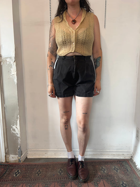 90’s Vintage Tan Crotchet Cropped Sweater Vest / Size S