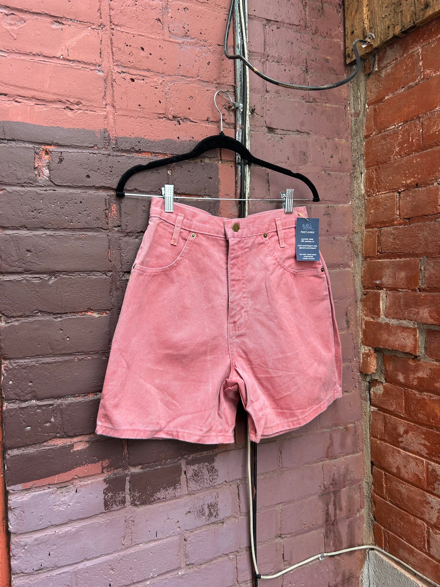 80’s Vintage Pink Denim High Waist Shorts / 27 Waist