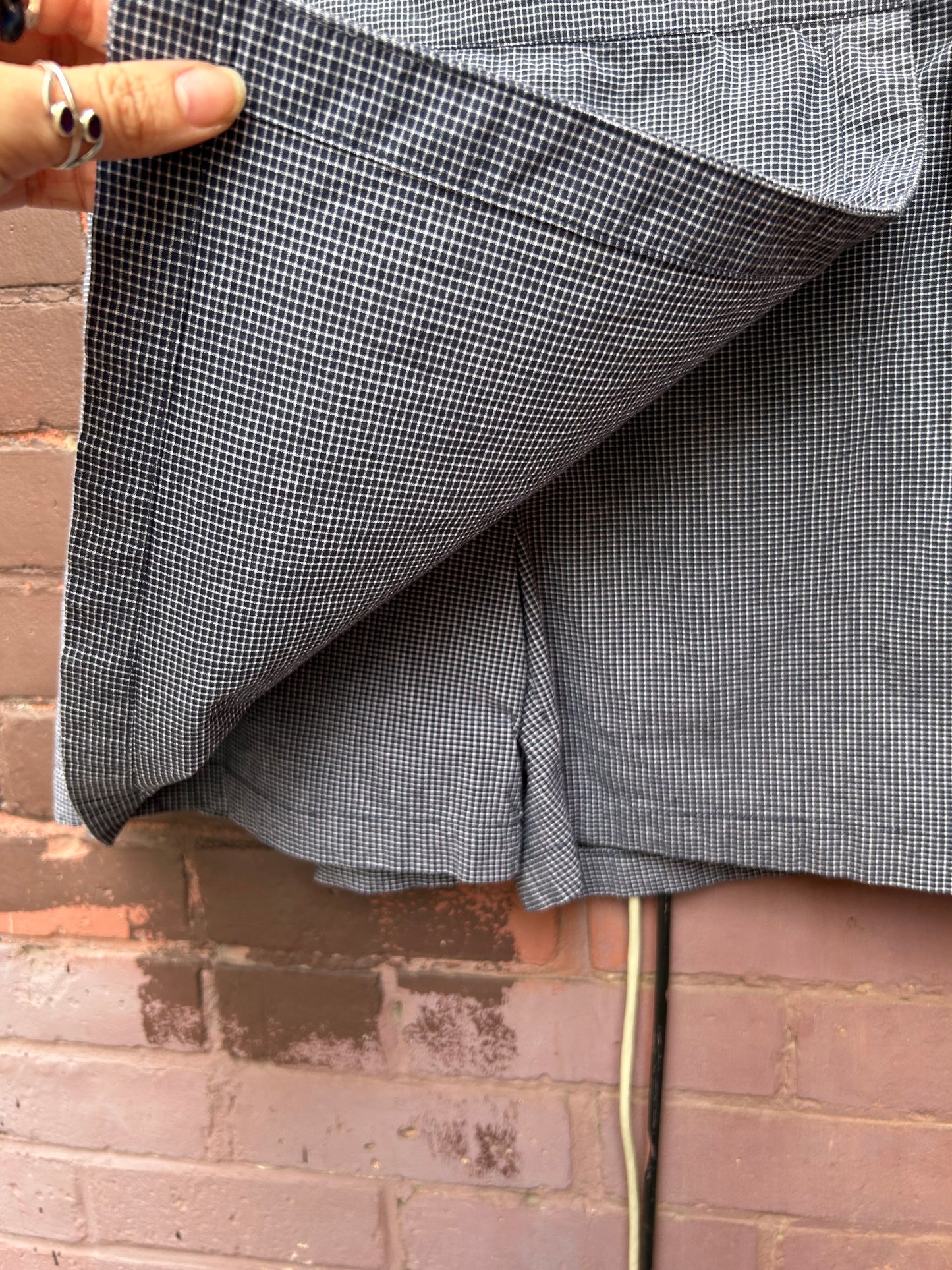 90’s Vintage Blue Micro Plaid Mini Skort / 28 Waist