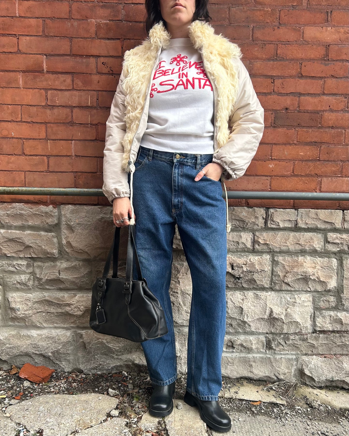 80’s Vintage Sheepskin Reversible Bomber Jacket / Size XS-S