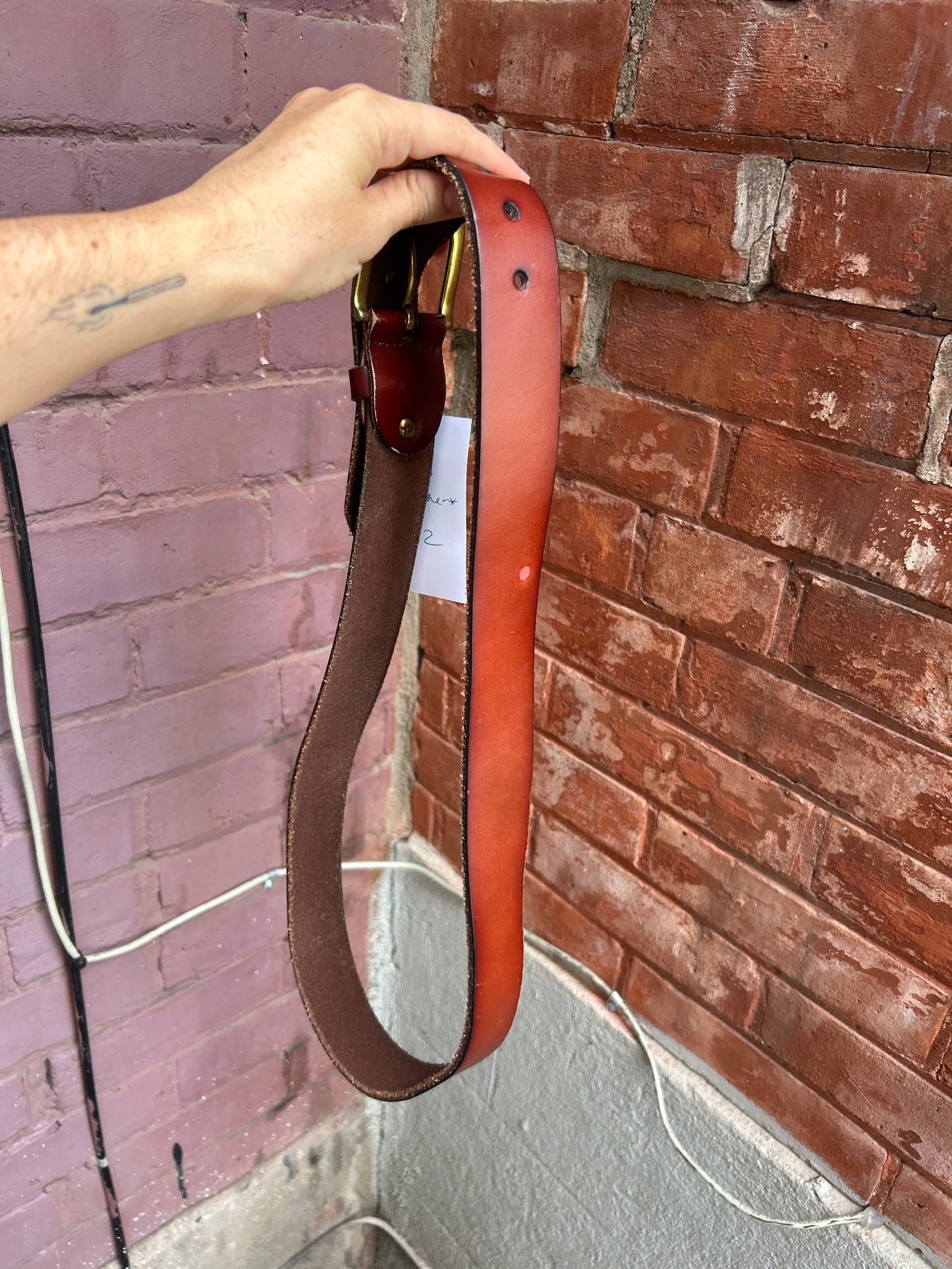 90's Vintage Warm Brown Leather Belt / Size L-XL