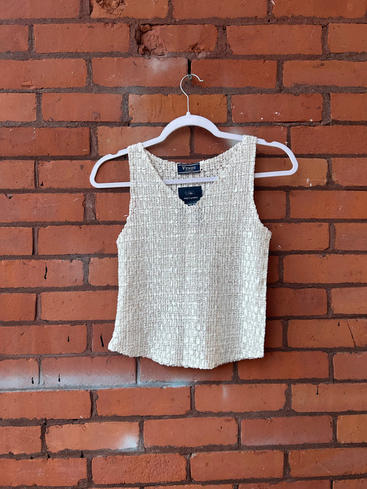 90’s Vintage White Textured Tank Top / Size XS-S