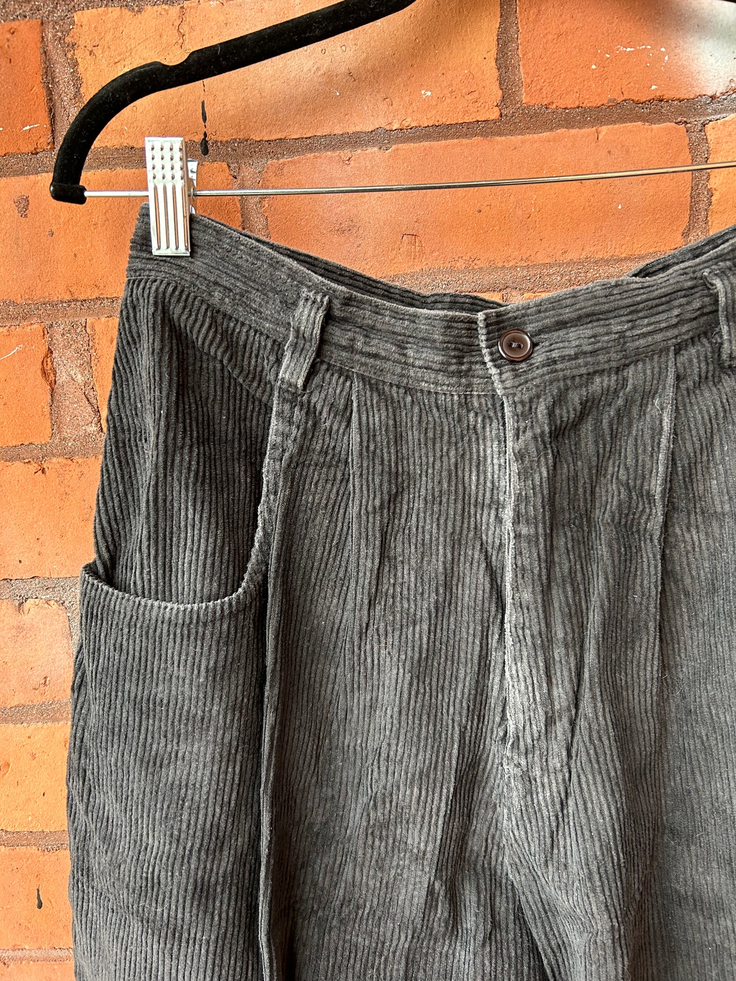 90’s Vintage Grey Chunky Cord Pants / 30 Waist