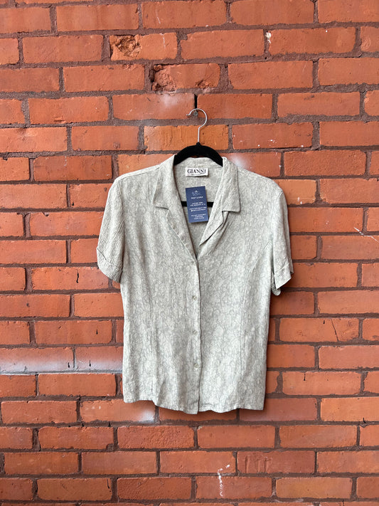 90’s Vintage Sage Green Floral Button Down Top / Size M