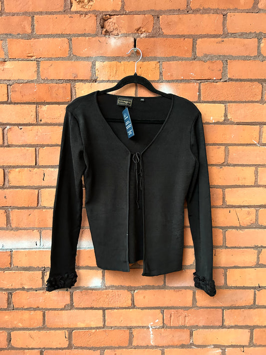 90’s Vintage Black Tie Front Cardigan / Size S