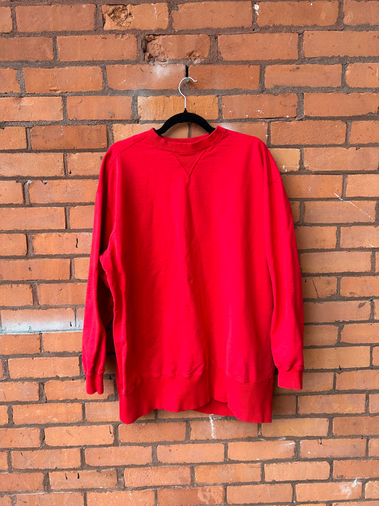90’s Vintage Red Chunky Crew Sweater / Size XL