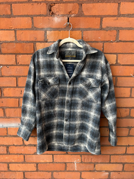 90’s Vintage Blue Plaid Cotton Flannel Shirt / Size S
