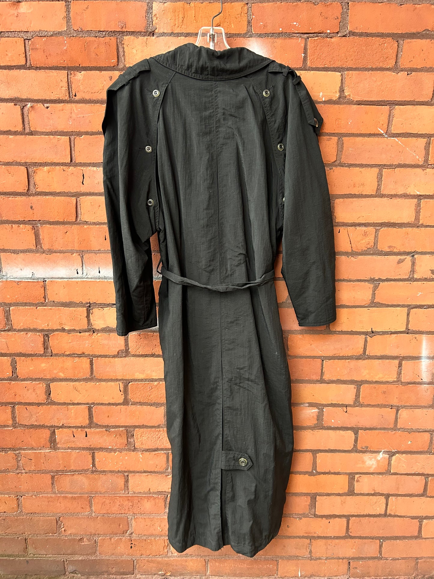 90’s Vintage Black Double Breasted Trench Coat / Size S-M