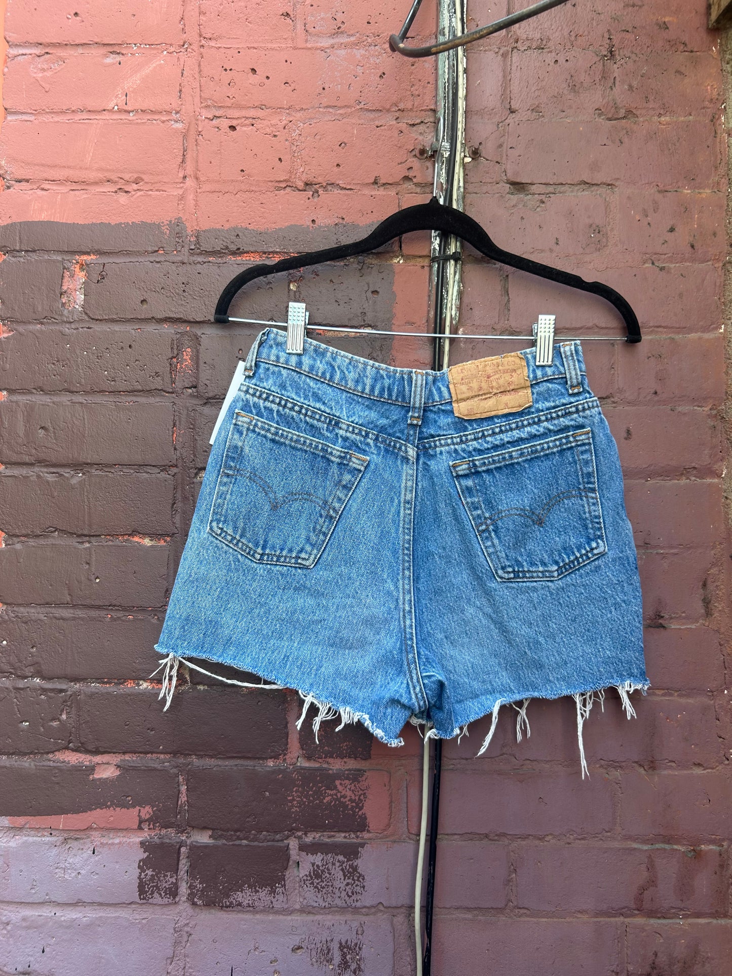 90's Vintage Levi's Cut Off Denim Shorts / 26 Waist