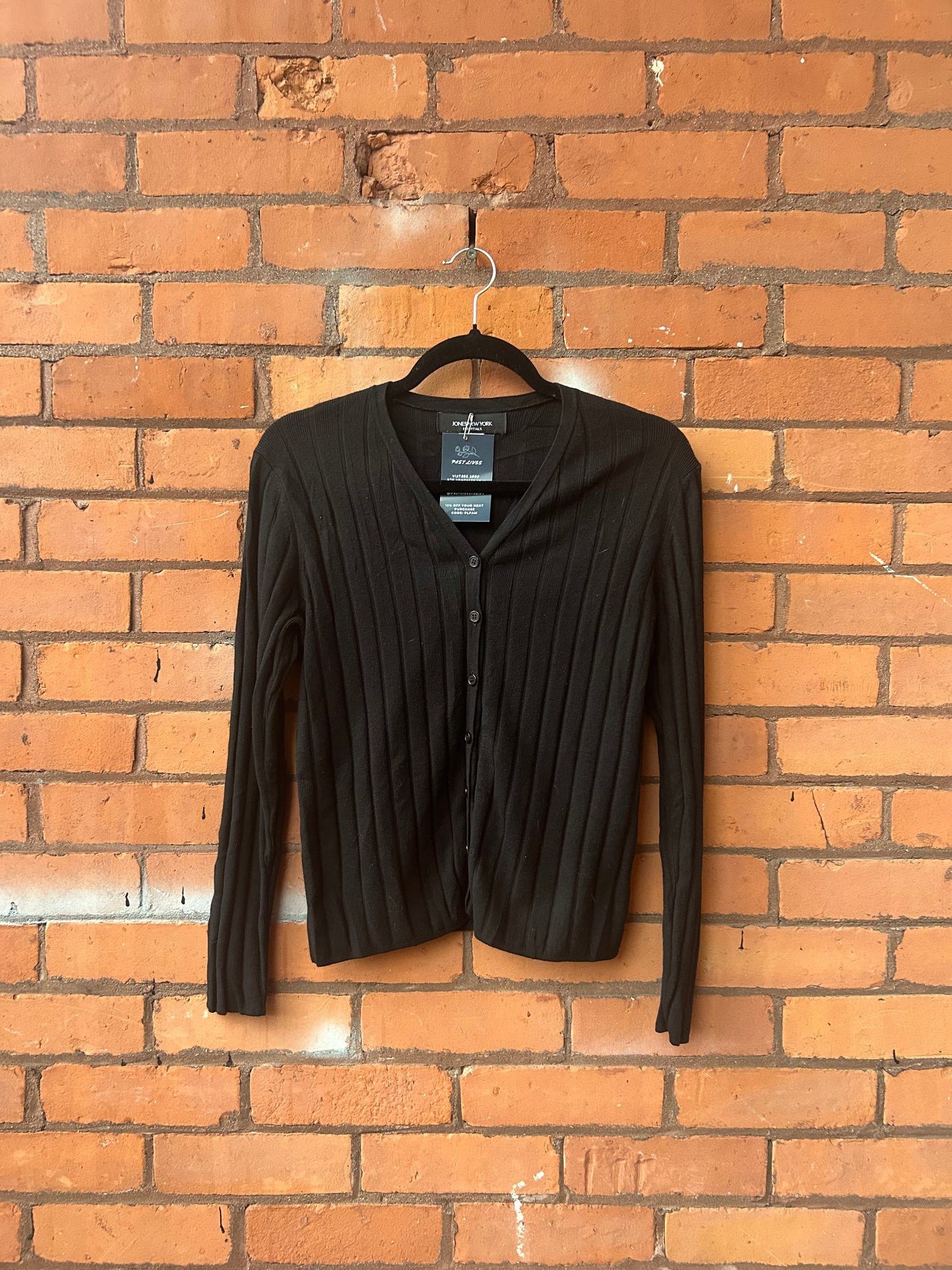Y2K Vintage Black Ribbed Fitted Cardigan / Size S