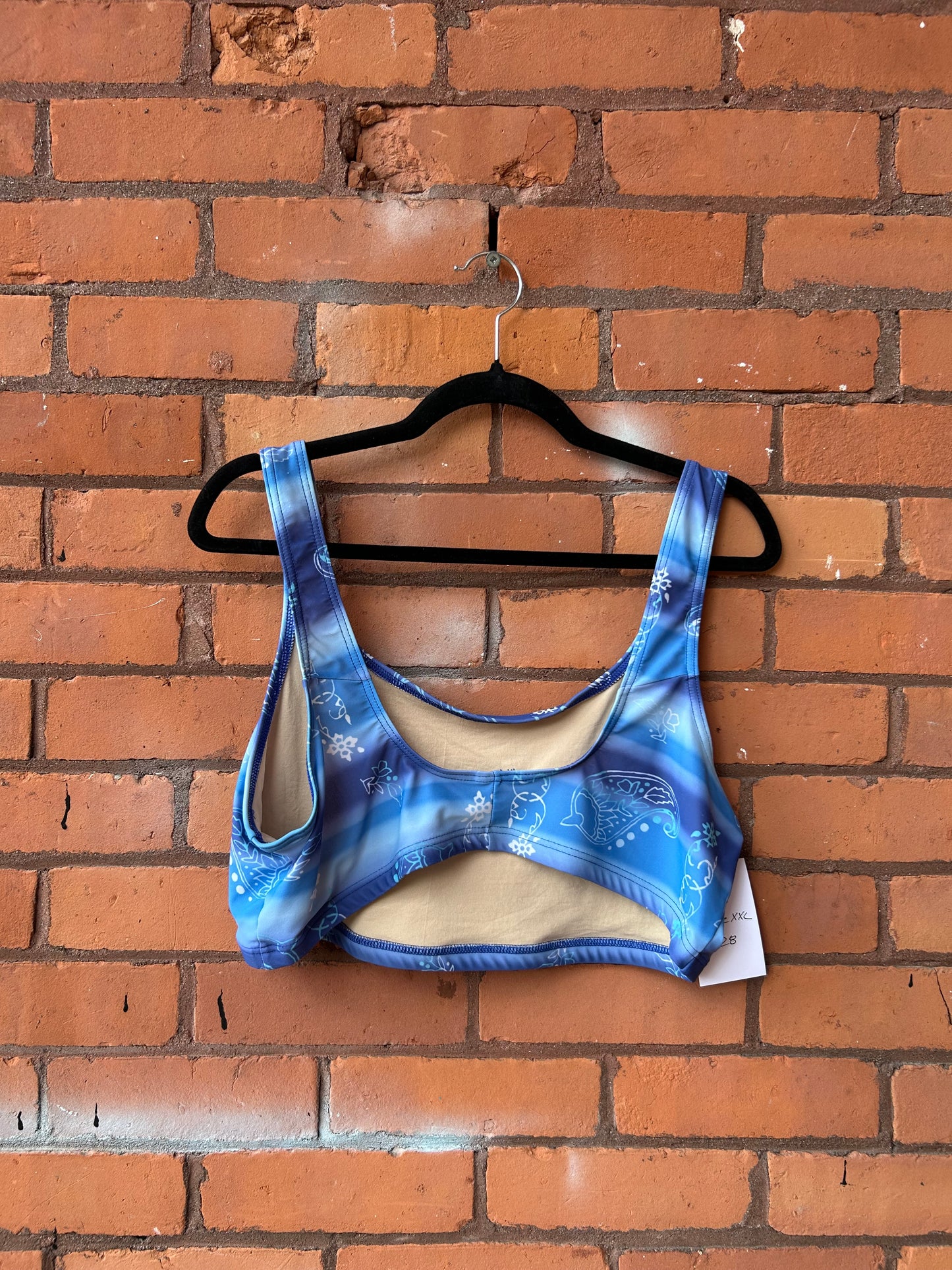 90’s Vintage Blue Paisley Swim Top / Size XXL
