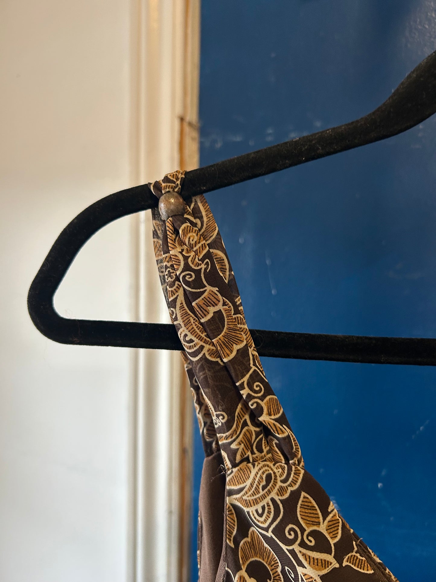 Y2K Vintage Brown Boho Asymmetrical Midi Dress / Size 6