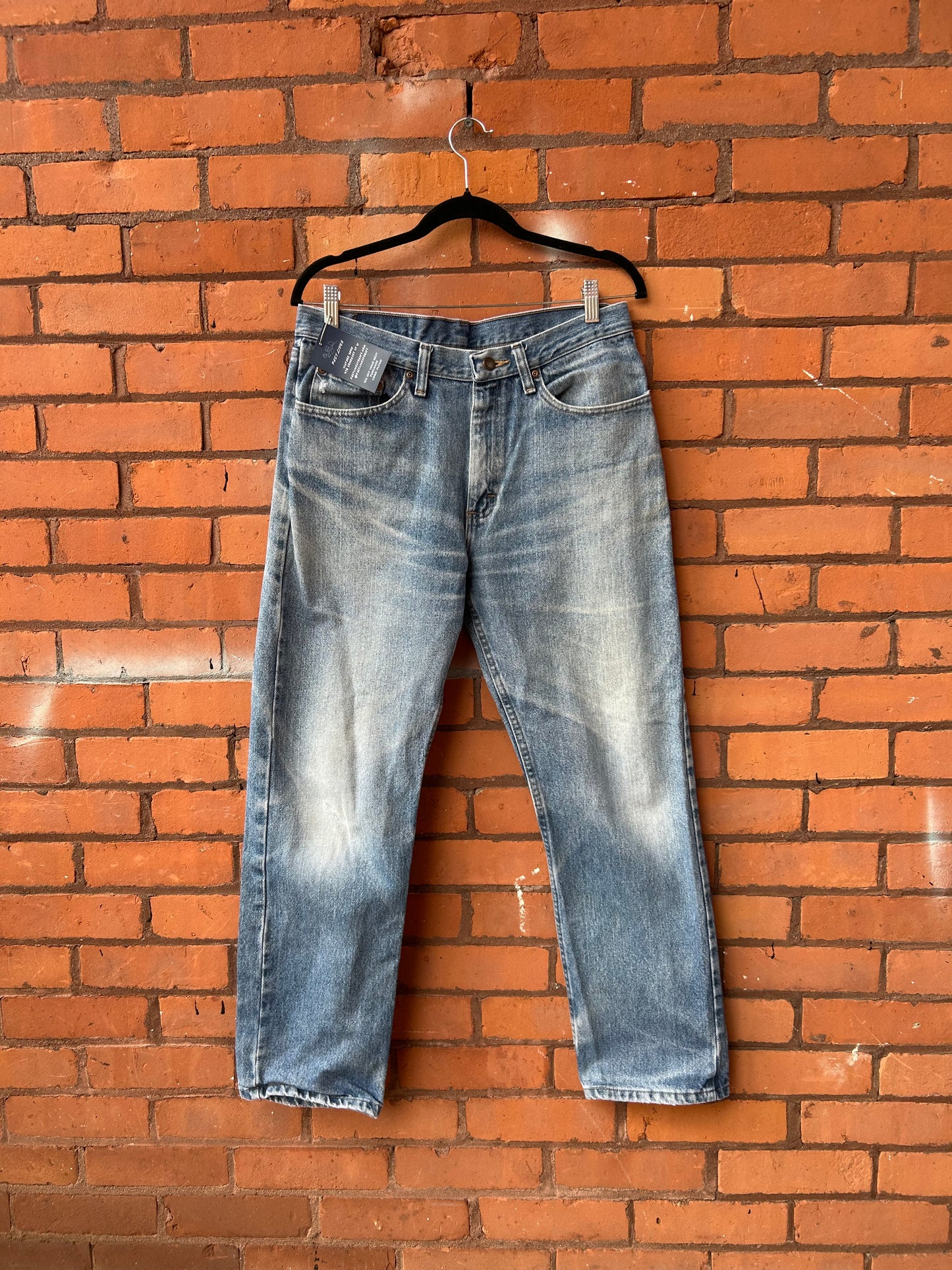 90's Vintage Distressed Light Wash Straight Leg Jeans / 32 Waist