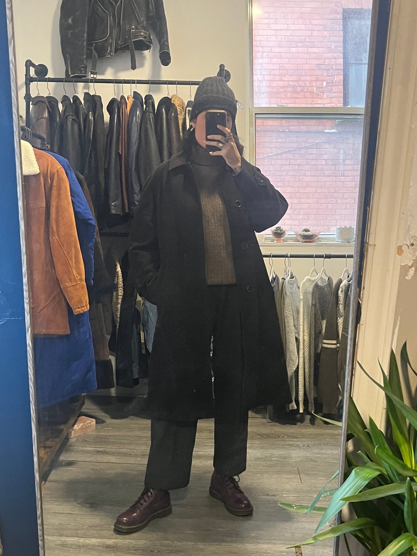 90’s Vintage Black Wool & Cashmere Over Coat / Size L