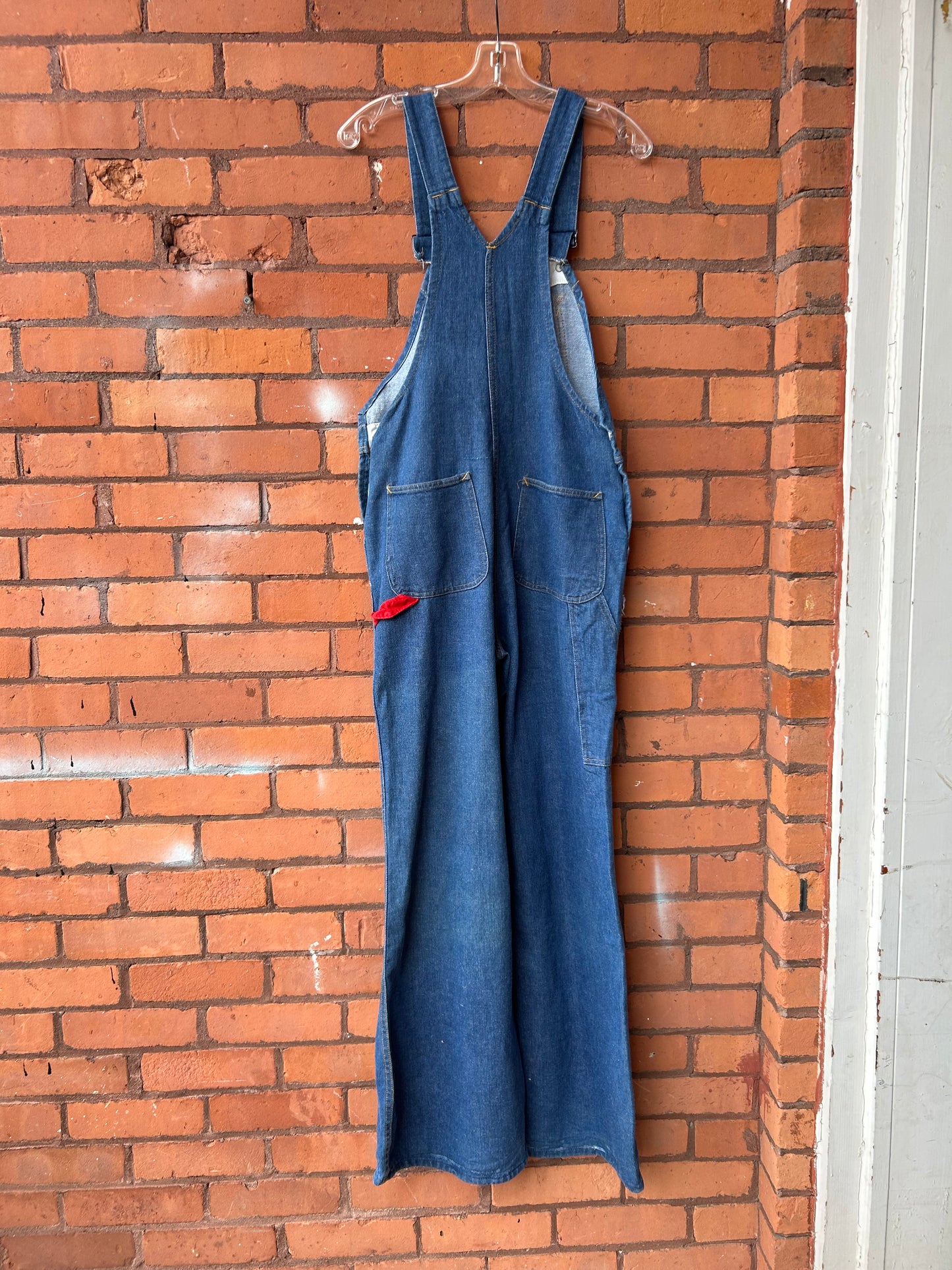 70’s Vintage GWG Denim Bellbottom Overalls / 32 Waist