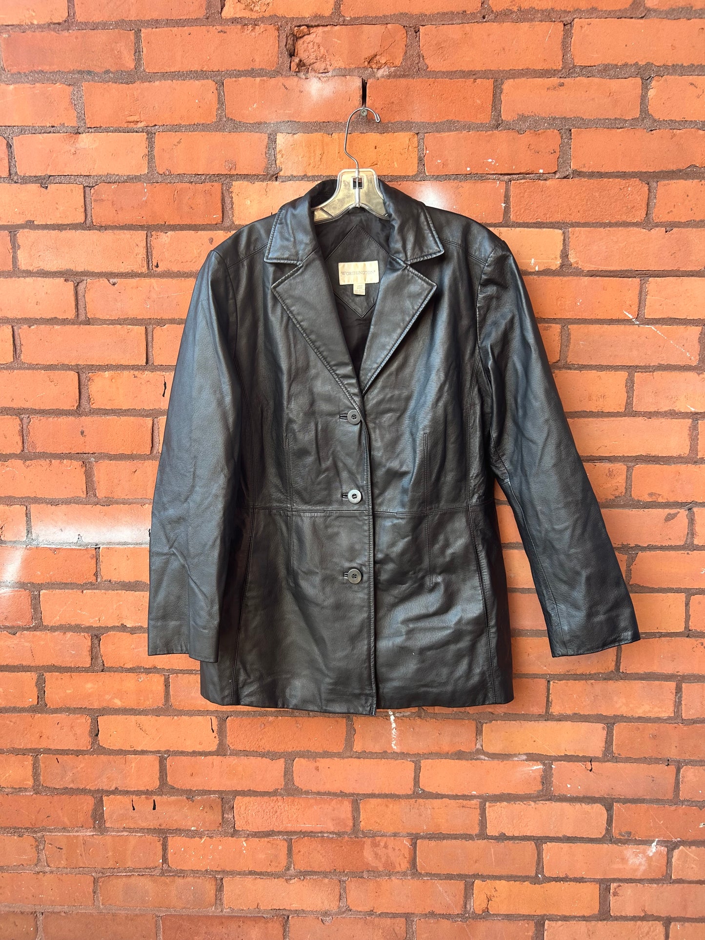 90’s Vintage Black Leather Jacket / Size L