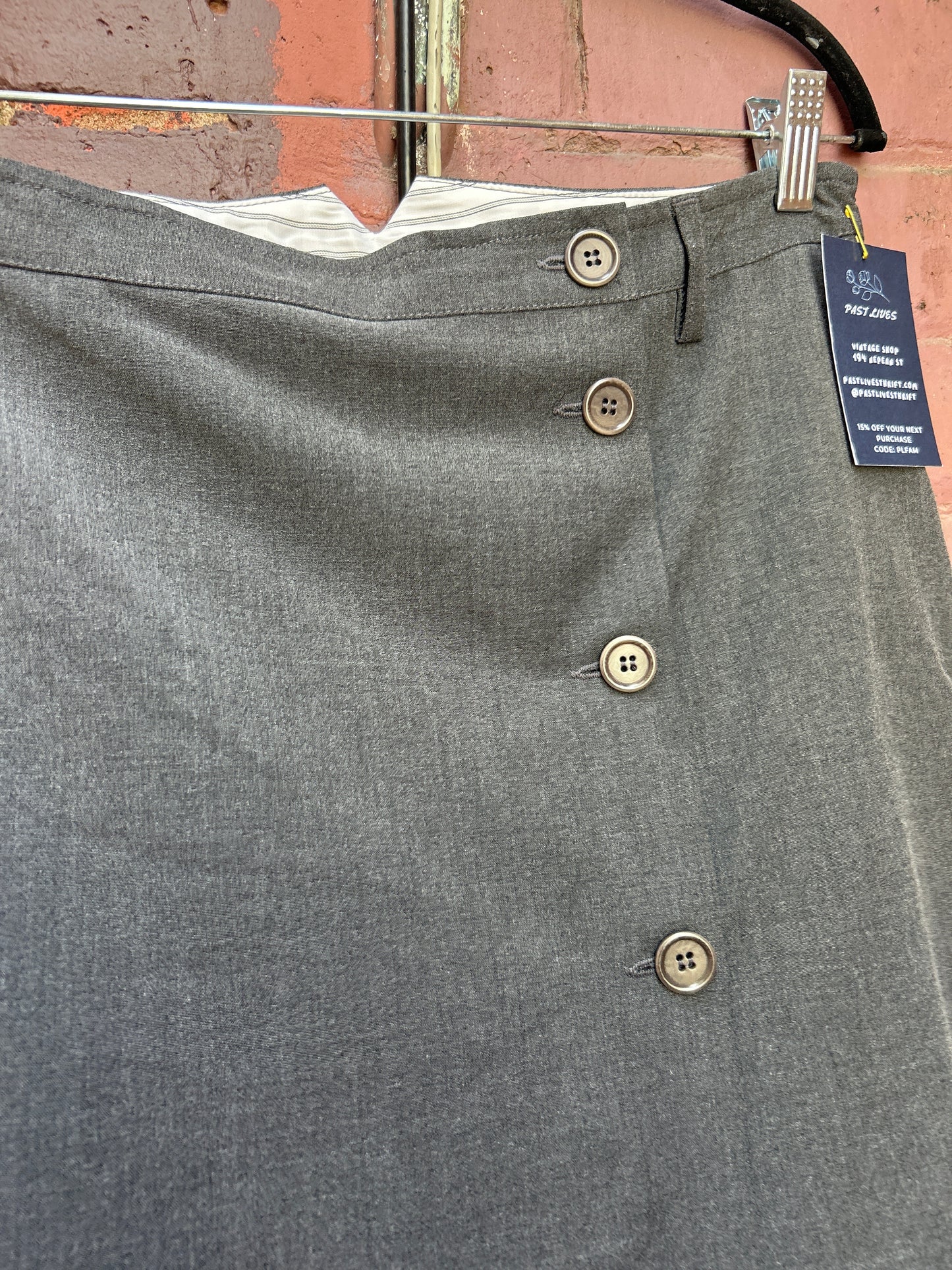 90's Vintage Grey Button Down Mini Skirt / 32 Waist