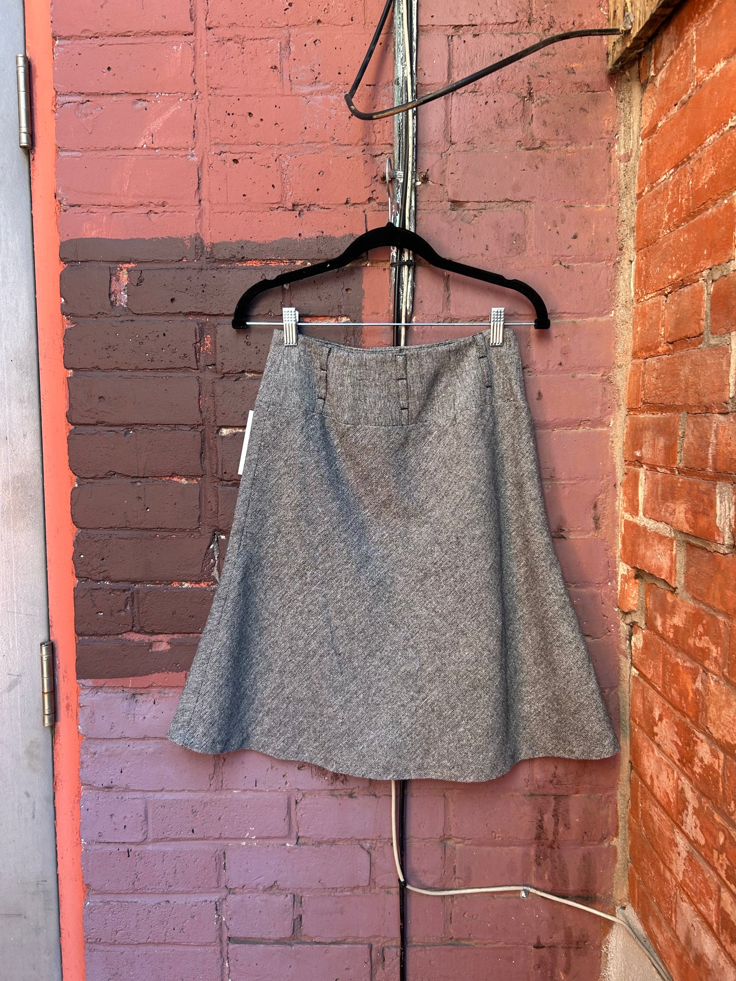 Y2K Vintage Grey Tweed Low Rise Midi Skirt / 26 Waist