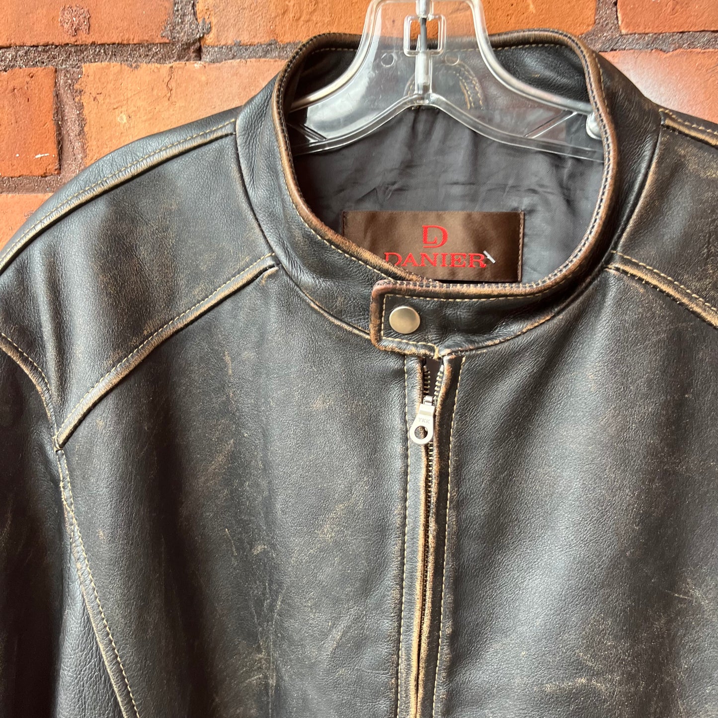 90’s Vintage Black Faded Leather Bomber Jacket / Size XXL