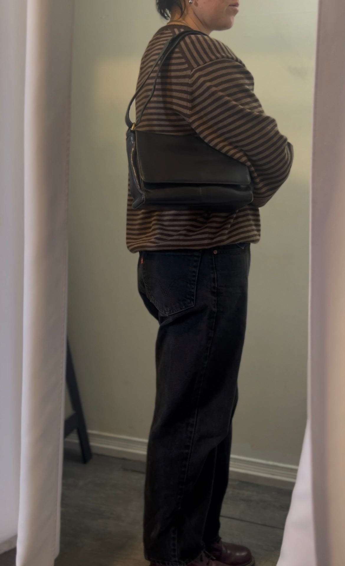 90’s Vintage Black Leather Crossbody / Shoulder Purse