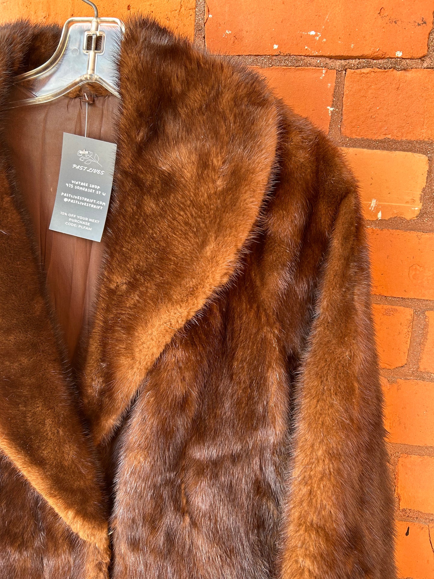 60’s Vintage Brown Fur Midi Coat / Size S-M