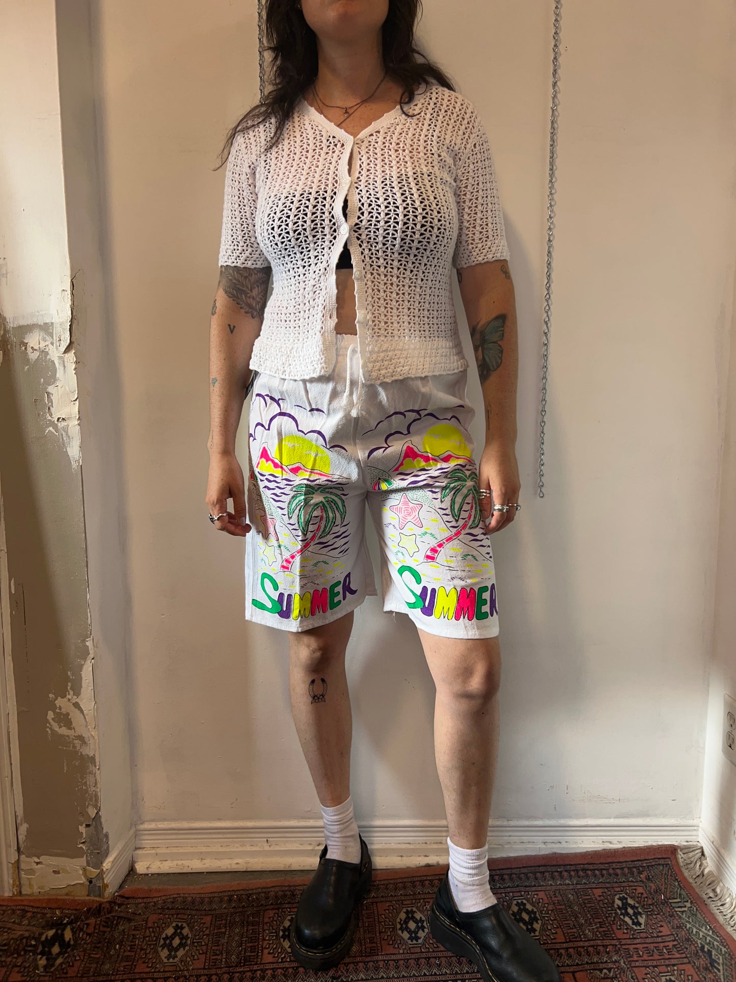 80’s Vintage Summer Vibes White Cotton Shorts / 24-30 Waist