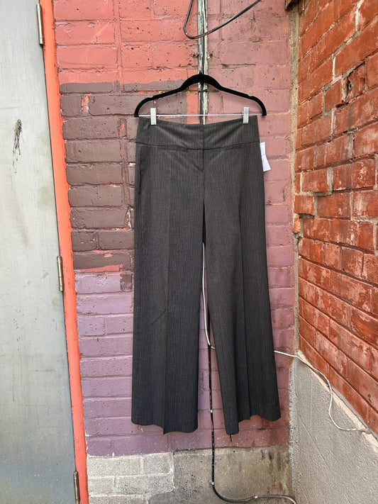 90's Vintage Grey & Black Pinstripe Low Rise Wide Leg Trousers / 31 Waist