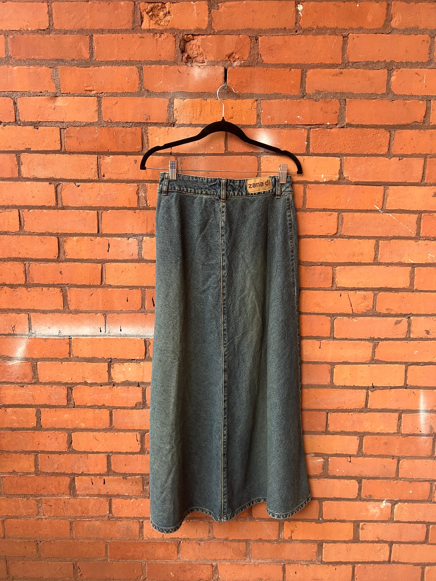 90’s Vintage Denim A-line Maxi Skirt / 26 Waist