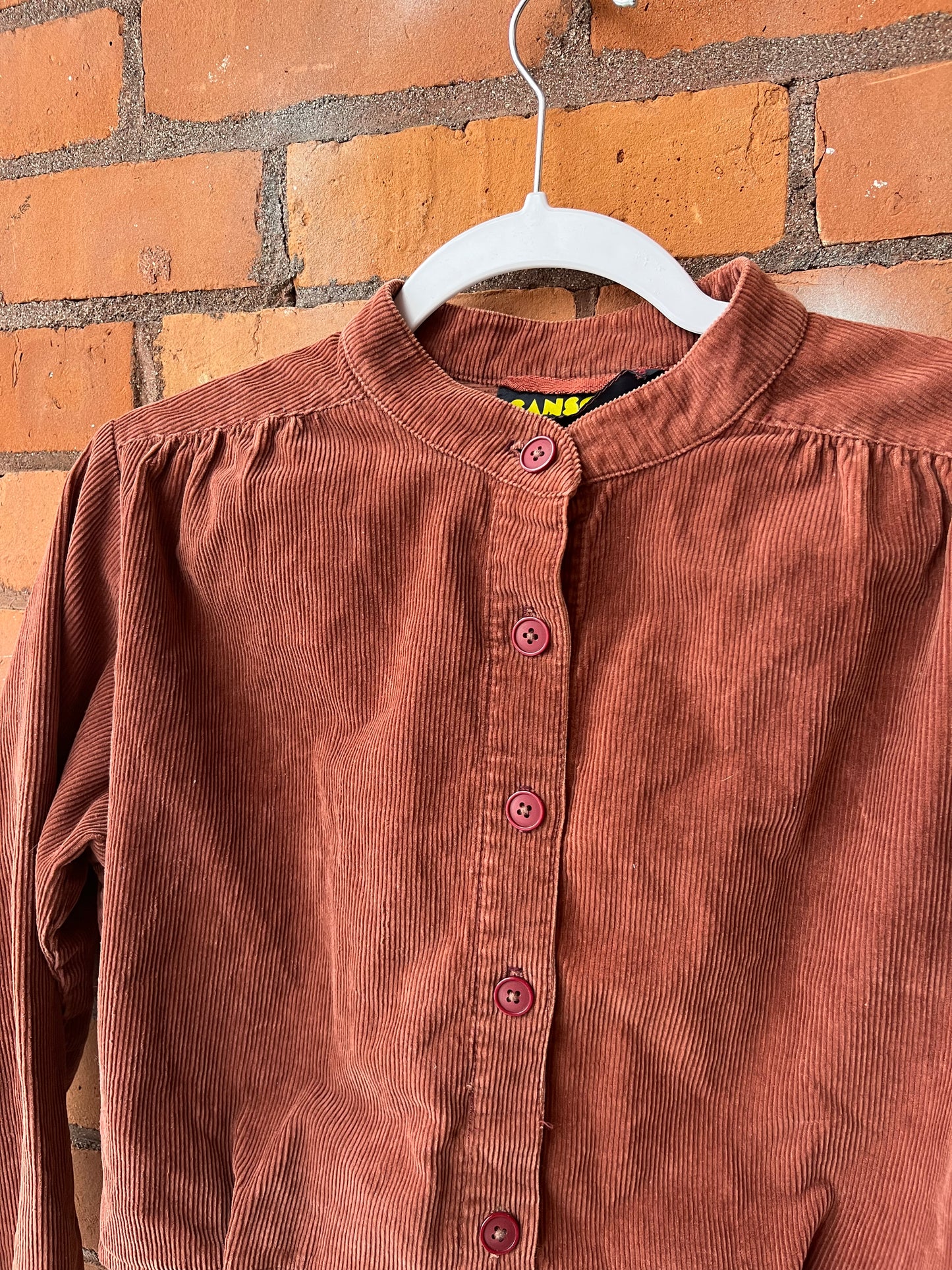 Y2K Vintage Rust Cropped Cord Button Down Shirt / Size M