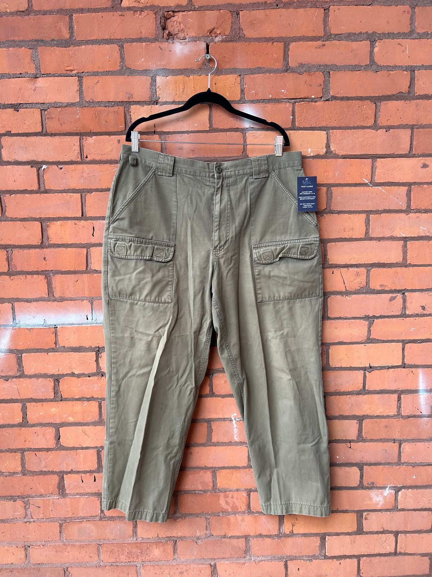 Y2K Vintage Green Cargo Pants / 38 Waist