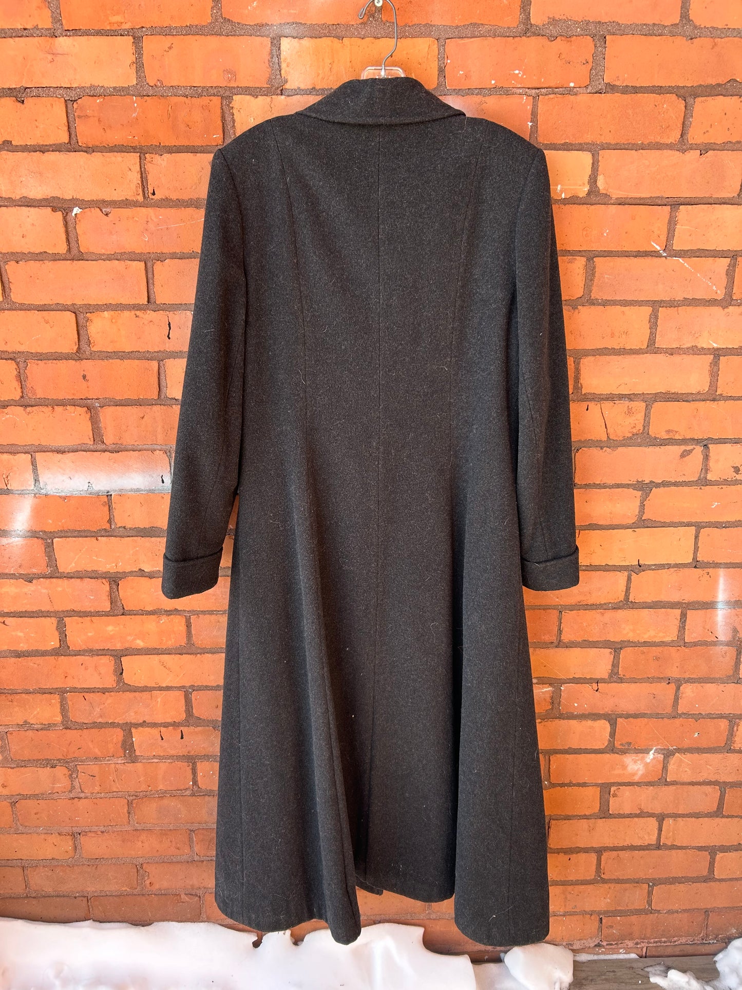 90’s Vintage Off Black Wool  Double Breasted Long Coat / Size M-L